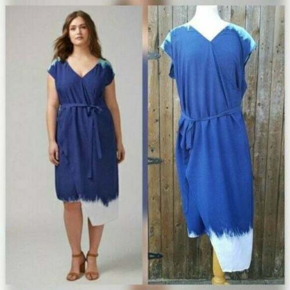 Lane Bryant Dip Dye Wrap Maxi Dress Size 18